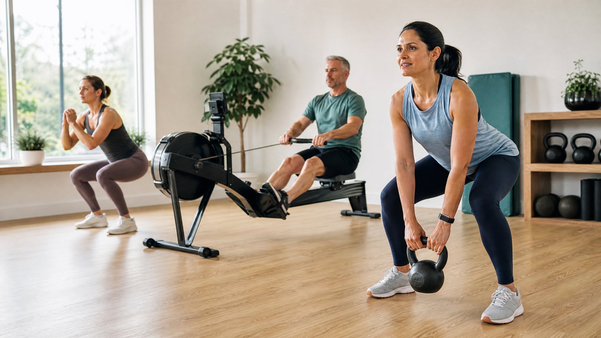 Small group HIIT class showing how often you should work out each week